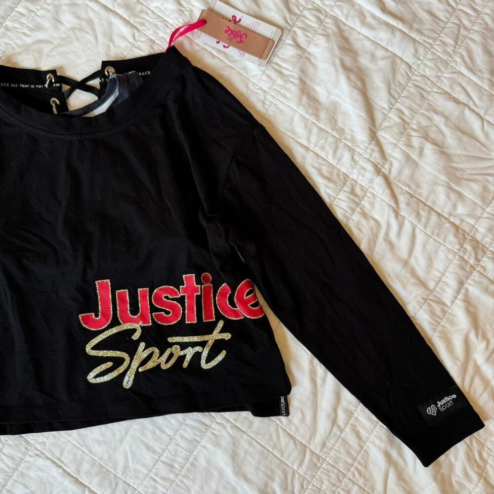 Justice activewear graphic shirt and‎ sports bra set girl size medium 7 8